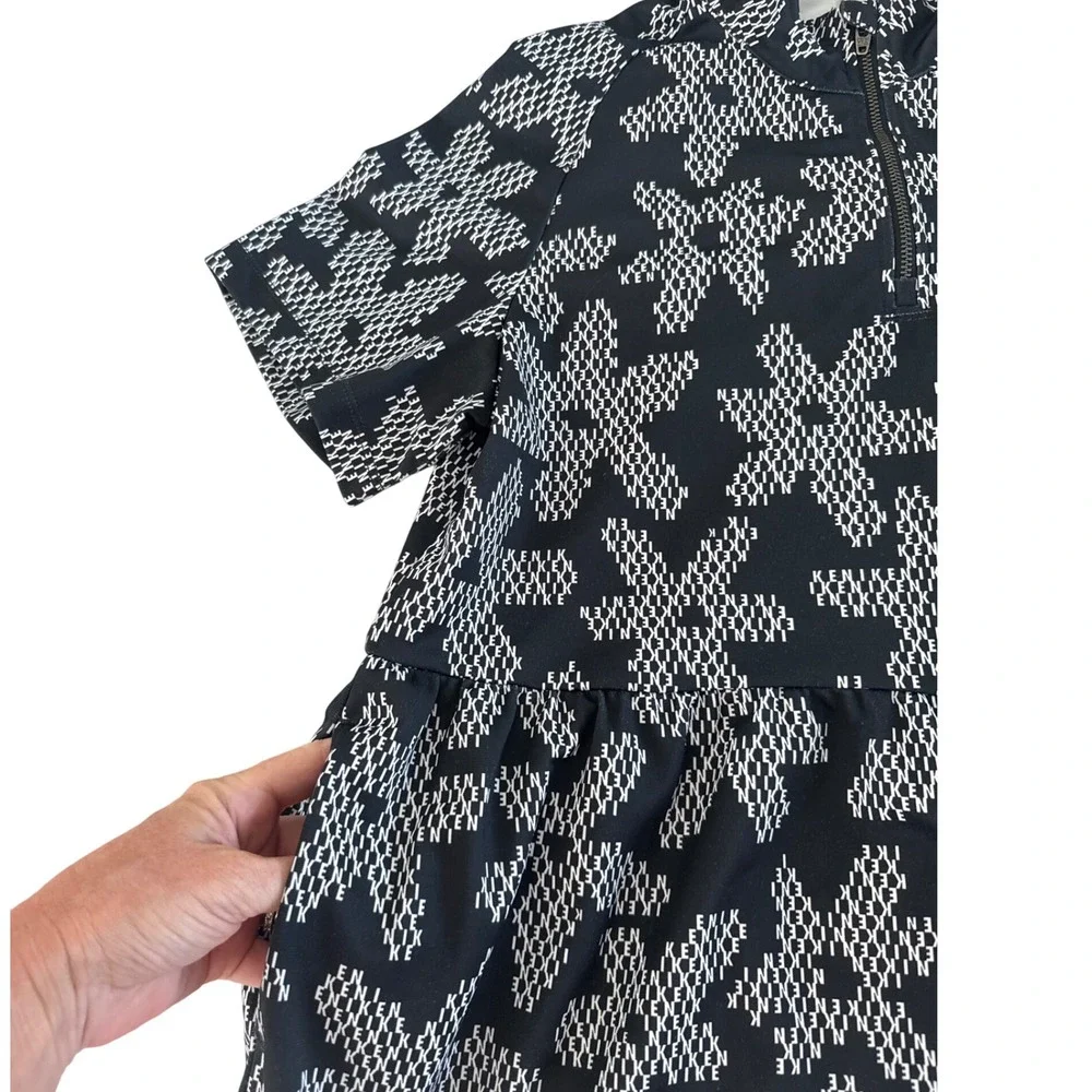 Nike Sportswear Girls' XL Black & White Floral Short Sleeve Dress DM8212 Zip‎